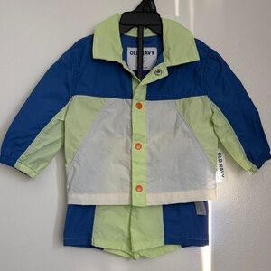 Old Navy Blue and Green Jacket and Shorts Set